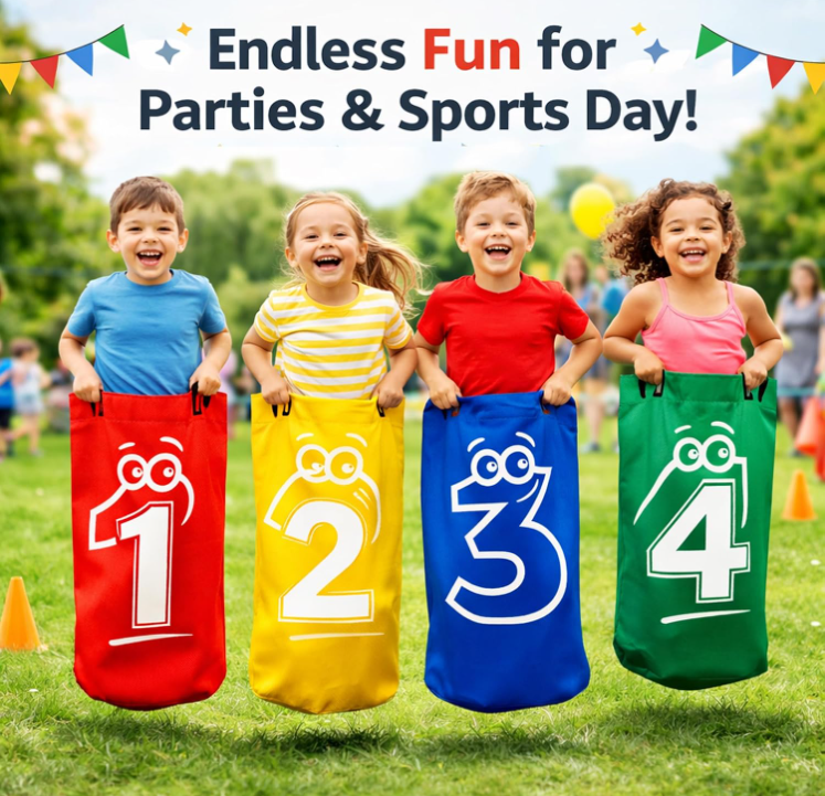 AI SPORTS Sack Race Bags – Colourful Jumping Bags for Garden, Sports Day, Parties & Outdoor Family Games