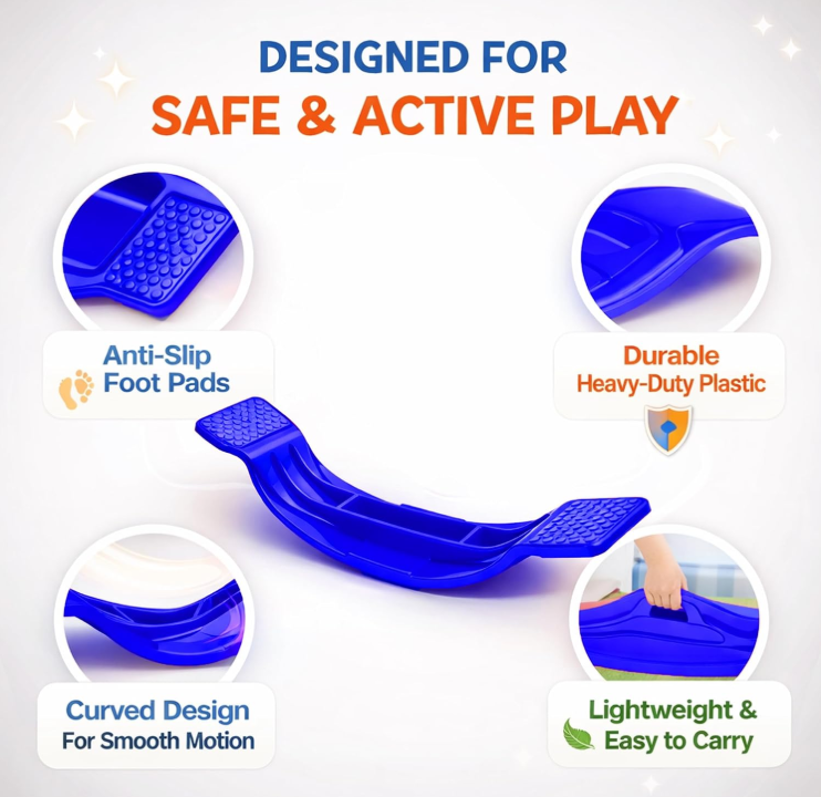 AI SPORTS Balance Board – Wiggle Walker Wobble Board for Balance & Coordination – Indoor & Outdoor Board with Anti-Slip Foot Pads