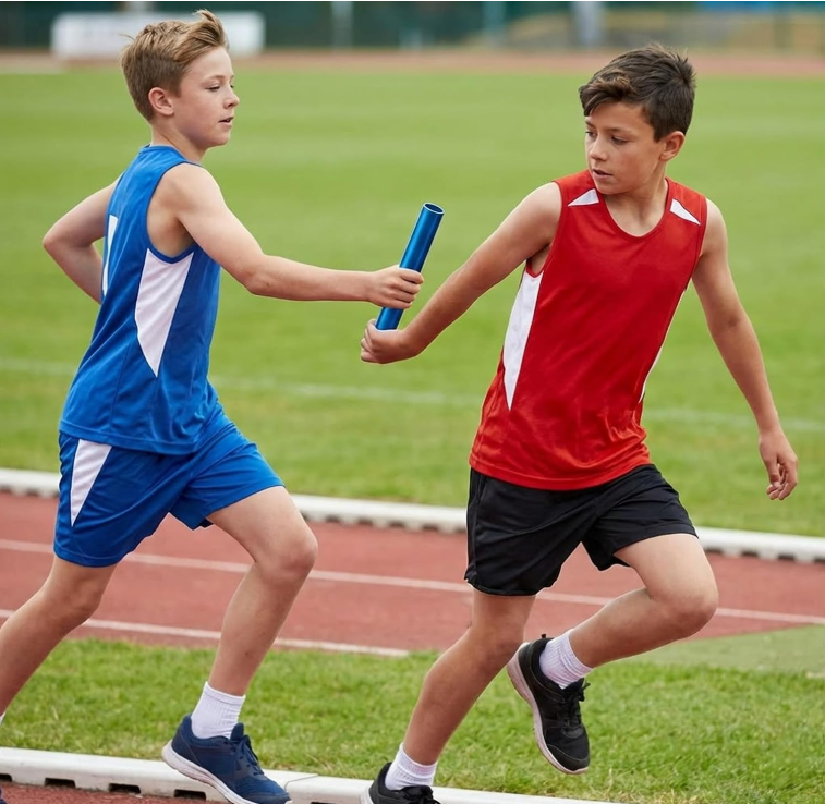 AI SPORTS Athletics Relay Batons Set of 6 – Lightweight Aluminium Sprint Passover Batons – 360° Track & Field Running Relay Batons for Training & Competition