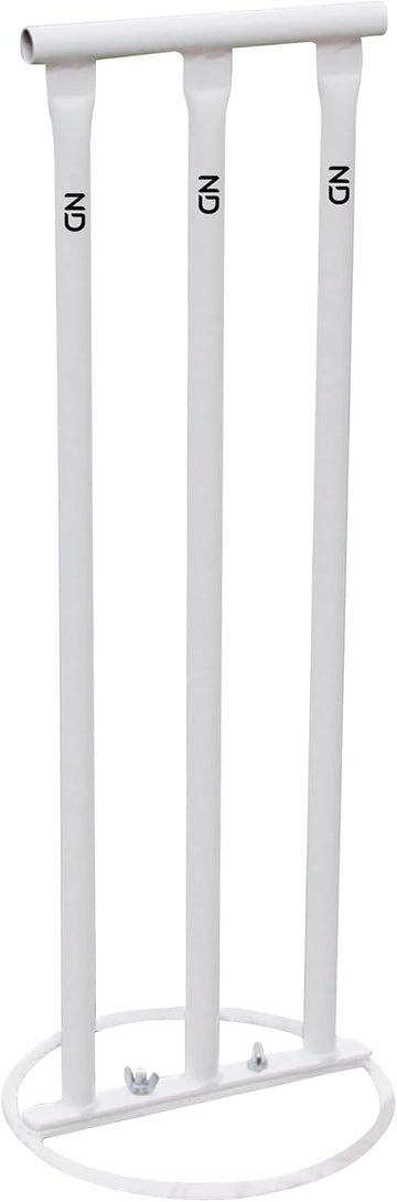 ND Sports Cricket Metal Stumps with Attached Bails, White, One Size