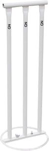 ND Sports Cricket Metal Stumps with Attached Bails, White, One Size