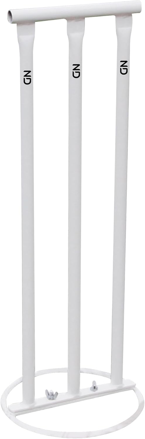 ND Sports Cricket Metal Stumps with Attached Bails, White, One Size
