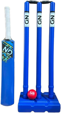 ND Sports Kids Adults Plastic Garden Cricket Set Starter Set (1 Bat 3 Stumps/Base 1 Ball 2