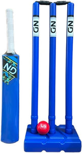 ND Sports Kids Adults Plastic Garden Cricket Set Starter Set (1 Bat 3 Stumps/Base 1 Ball 2
