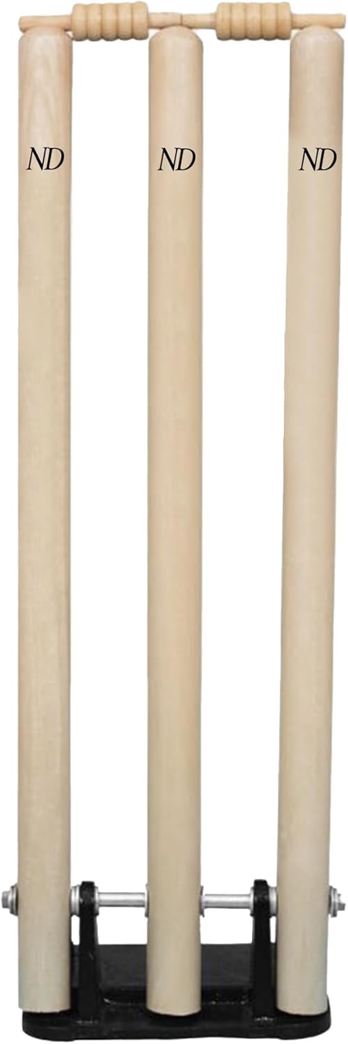 ND Sports Cricket Wickets with Bails & Metal Base – Durable & Weather-Resistant Cricket Stumps Set for Training & Matches