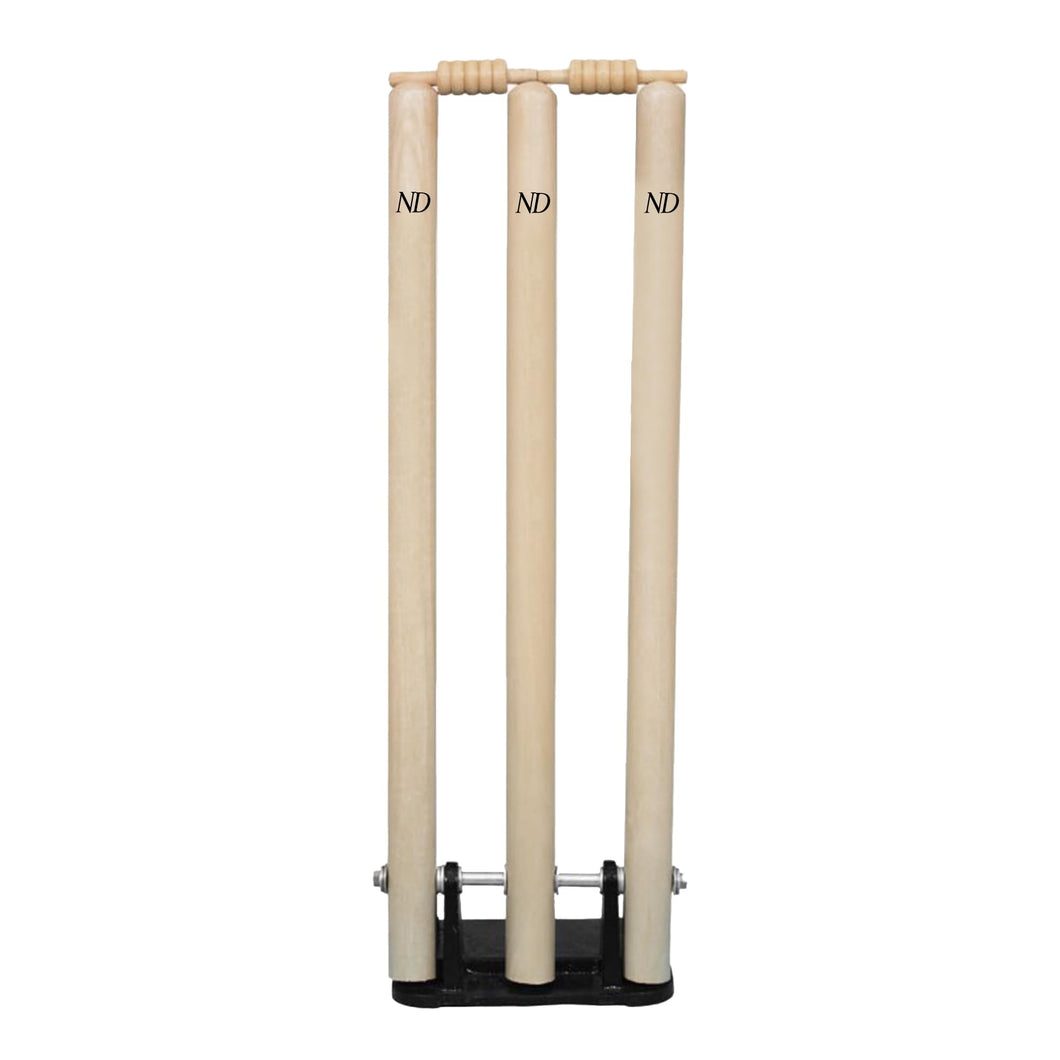 ND Sports Cricket Wickets with Bails & Metal Base – Durable & Weather-Resistant Cricket Stumps Set for Training & Matches
