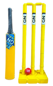 ND Sports Kids Adults Plastic Garden Cricket Set Starter Set (1 Bat 3 Stumps/Base 1 Ball 2