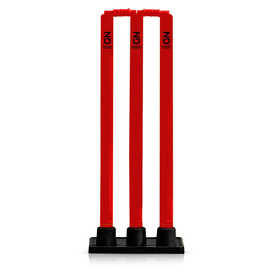 ND Sports Flexi Cricket Stumps - Rubber Base Cricket Wickets | Cricket Set | Junior & Senior Stumps | Springback Plastic Cricket Stumps Cricket Equipment Red Yellow