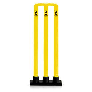 ND Sports Flexi Cricket Stumps - Rubber Base Cricket Wickets | Cricket Set | Junior & Senior Stumps | Springback Plastic Cricket Stumps Cricket Equipment Red Yellow