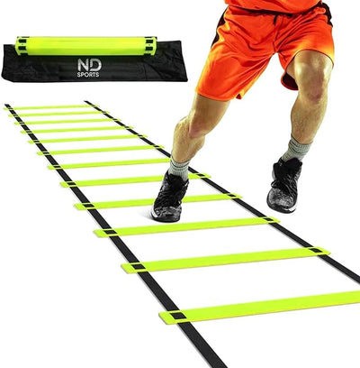 ND Sports Agility Ladder  4m, 6m & 8m Speed Training Ladder with Adjustable Flat Rungs & Carry Bag – Ideal for Fitness, Footwork, Agility & Coordination Drills – Indoor & Outdoor Use