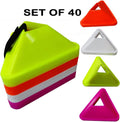 40 x Triangle Space Marker Cones, Marker Cones for Football Training, Agility training Markers (Set of 40 Pcs)