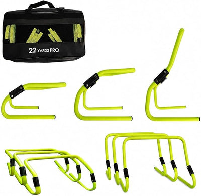 Training Agility Hurdles [6 PACK] – Adjustable 6",9",12" Speed Hurdles for Footwork, Coordination & Fitness – PVC Plastic – Indoor & Outdoor Use – With Carry Bag – Sports Training Equipment
