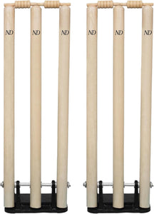 ND Sports Cricket Wickets with Bails & Metal Base – Durable & Weather-Resistant Cricket Stumps Set for Training & Matches