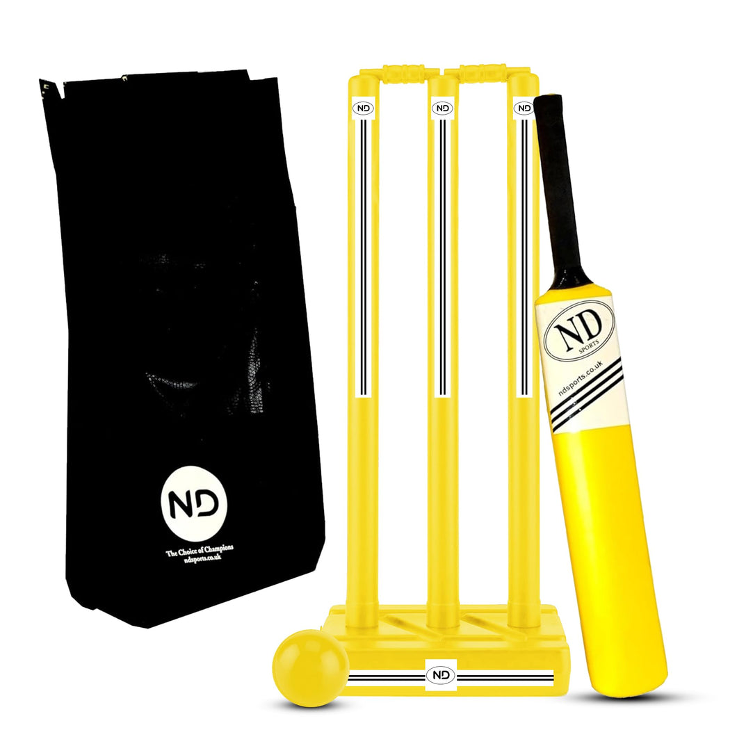 ND Sports Cricket Set - Plastic Stumps, Bat & Ball | Lightweight & Durable | Kids & Adults Backyard Cricket Game | Indoor & Outdoor Play | Portable & Fun Sports Kit