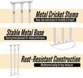 ND Sports Cricket Metal Stumps with Attached Bails, White, One Size
