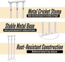 Load image into Gallery viewer, ND Sports Cricket Metal Stumps with Attached Bails, White, One Size