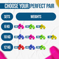 ND Sports Weights Dumbbells Set – Neoprene-Coated Hand Weights with Anti-Roll Design | Dumbbells Set for Women, Kids & Home Gym | Non-Slip Grip, Multi-Colour Pairs with Carry Case