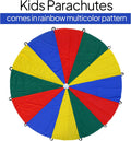 ND Sports Kids Rainbow Play Parachute – 6ft (6 Handles) & 12ft (12 Handles) | Cooperative Play Toy Tent Game for Children, School Activities, Gym Class, Birthday Parties & Outdoor Fun (6 Feet)