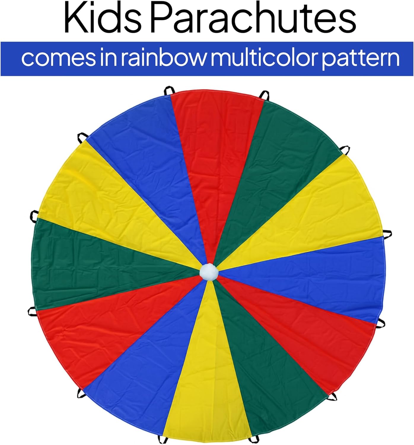 ND Sports Kids Rainbow Play Parachute – 6ft (6 Handles) & 12ft (12 Handles) | Cooperative Play Toy Tent Game for Children, School Activities, Gym Class, Birthday Parties & Outdoor Fun (6 Feet)