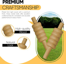Load image into Gallery viewer, ND Sports Wooden Cricket Bails Set – 4-Piece Set of Premium English Ash Bails for Training &amp; Match Play – Ideal for Cricket Balls and Cricket Practice