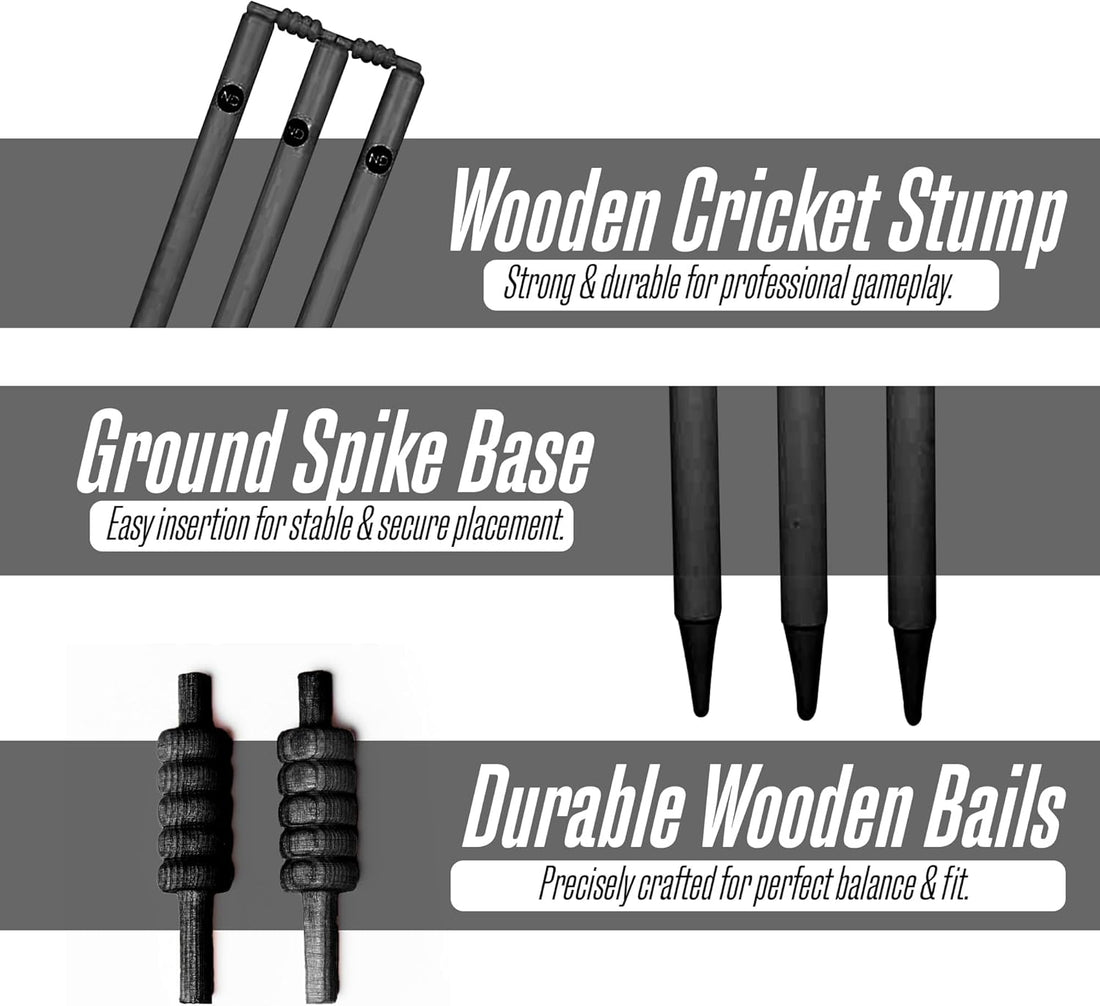 ND Sports Wicket Stumps with Bail – Durable Cricket Stumps Set for All Surfaces | Lightweight & Portable | Perfect for Indoor & Outdoor Matches