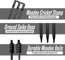 Load image into Gallery viewer, ND Sports Wicket Stumps with Bail – Durable Cricket Stumps Set for All Surfaces | Lightweight &amp; Portable | Perfect for Indoor &amp; Outdoor Matches