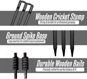 ND Sports Wicket Stumps with Bail – Durable Cricket Stumps Set for All Surfaces | Lightweight & Portable | Perfect for Indoor & Outdoor Matches