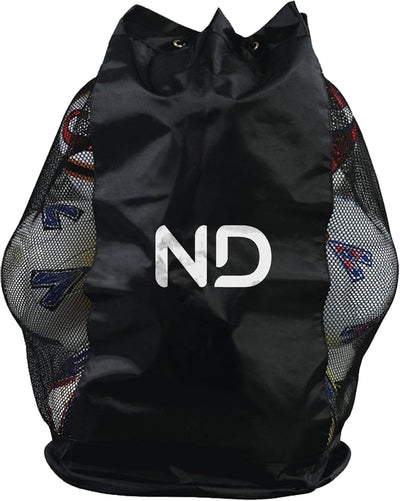 ND Extra Large Drawstring Mesh Sack – Waterproof Nylon Storage for Footballs, Basketballs, Volleyballs – Heavy-Duty Training Equipment Carrier