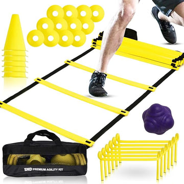 Football Speed Agility Training Kit, 6 Hurdles, 6 Cones, 20 Disc, Carry Bag