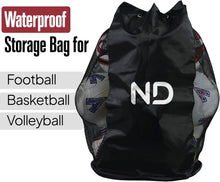 Load image into Gallery viewer, ND Extra Large Drawstring Mesh Sack – Waterproof Nylon Storage for Footballs, Basketballs, Volleyballs – Heavy-Duty Training Equipment Carrier