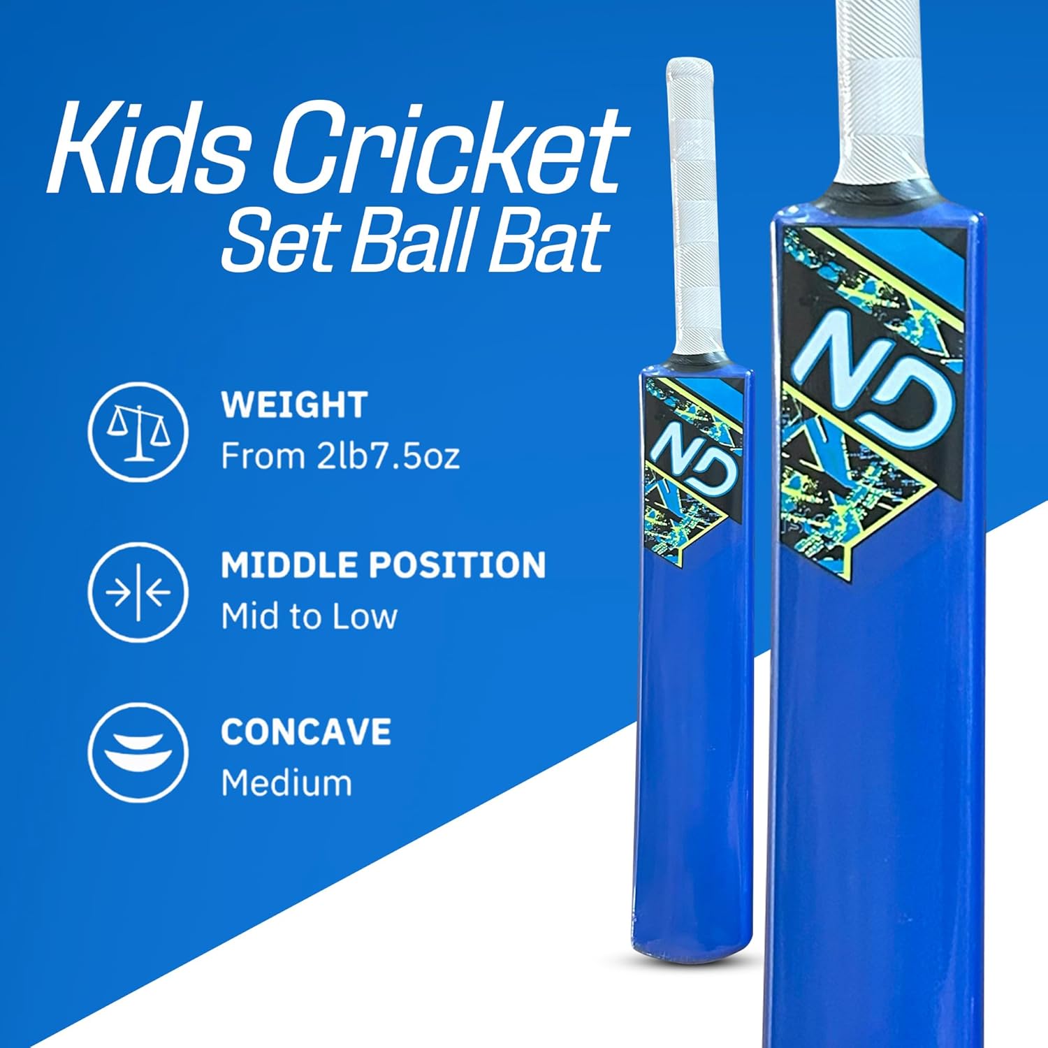 ND Sports Kids Cricket Set – Complete Plastic Cricket Kit for Children – Lightweight & Durable – Includes Bat and Ball, – Outdoor & Indoor Play for Young Cricket Enthusiasts