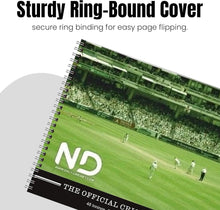 Load image into Gallery viewer, ND Sports Soft Cricket Scorebook – Wirebound Match Scorer Book with White Pages – 48 or 60 Innings – Easy-to-Use Layout with Summary &amp; Declaration Sheets – Ideal for Clubs, Coaches &amp; Schools
