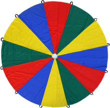 Load image into Gallery viewer, ND Sports Kids Rainbow Play Parachute – 6ft (6 Handles) &amp; 12ft (12 Handles) | Cooperative Play Toy Tent Game for Children, School Activities, Gym Class, Birthday Parties &amp; Outdoor Fun (6 Feet)