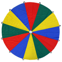 Load image into Gallery viewer, ND Sports Kids Rainbow Play Parachute – 6ft (6 Handles) &amp; 12ft (12 Handles) | Cooperative Play Toy Tent Game for Children, School Activities, Gym Class, Birthday Parties &amp; Outdoor Fun (6 Feet)