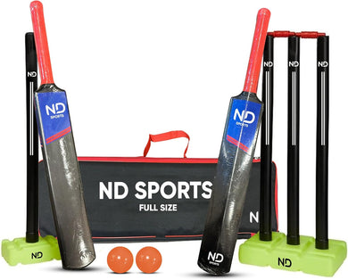 Complete Plastic Cricket Set – Senior & Junior for Ages 9+ – High Performance & Durable Cricket Set for Training, Matches, Garden, Beach & Park Play