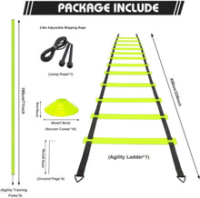 Load image into Gallery viewer, ND Sports Training Kit – 6m Ladder, 6 Poles, 10 Cones, Jump Rope, 4 Pegs &amp; Bag – Complete Speed &amp; Agility Set for Football, Cricket &amp; Multi-Sport
