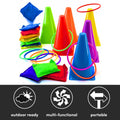 ND Sports 3-in-1 Kids Ring Toss & Bean Bag Game Set with Whistle & Carry Bag – Colourful Cones, Toss Rings & Bean Bags – Outdoor & Indoor Fun for Children