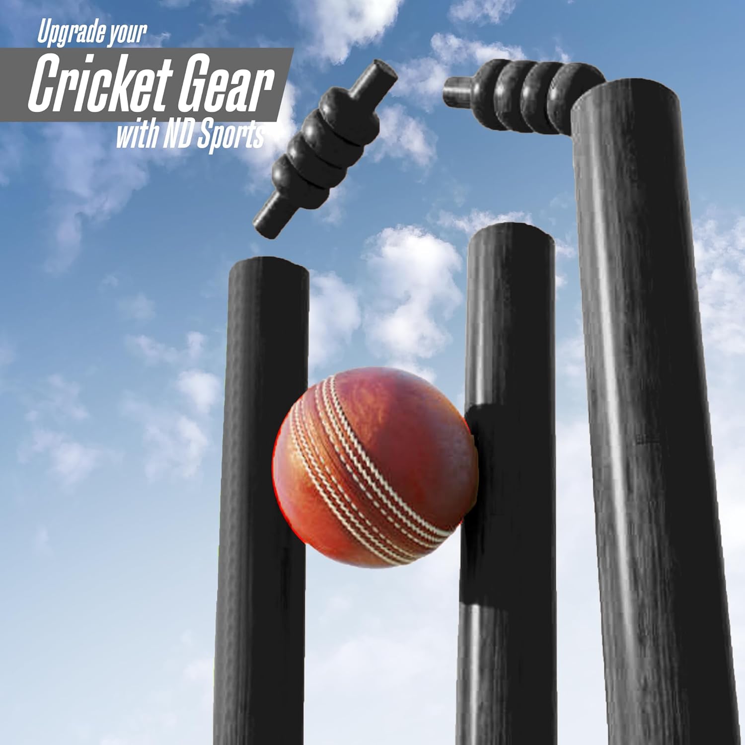 ND Sports Wicket Stumps with Bail – Durable Cricket Stumps Set for All Surfaces | Lightweight & Portable | Perfect for Indoor & Outdoor Matches