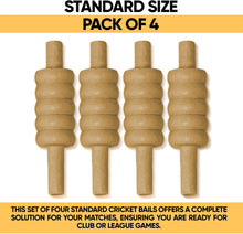 Load image into Gallery viewer, ND Sports Wooden Cricket Bails Set – 4-Piece Set of Premium English Ash Bails for Training &amp; Match Play – Ideal for Cricket Balls and Cricket Practice