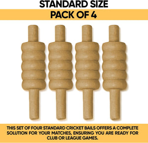 ND Sports Wooden Cricket Bails Set – 4-Piece Set of Premium English Ash Bails for Training & Match Play – Ideal for Cricket Balls and Cricket Practice