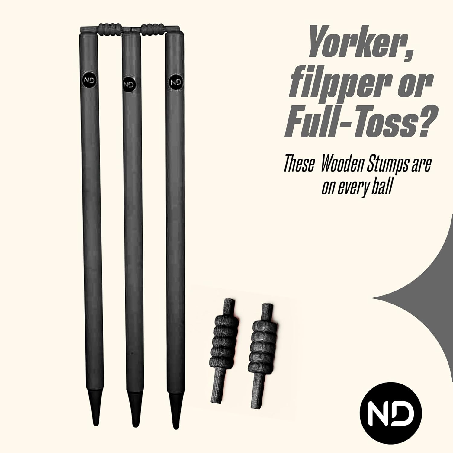 ND Sports Wicket Stumps with Bail – Durable Cricket Stumps Set for All Surfaces | Lightweight & Portable | Perfect for Indoor & Outdoor Matches