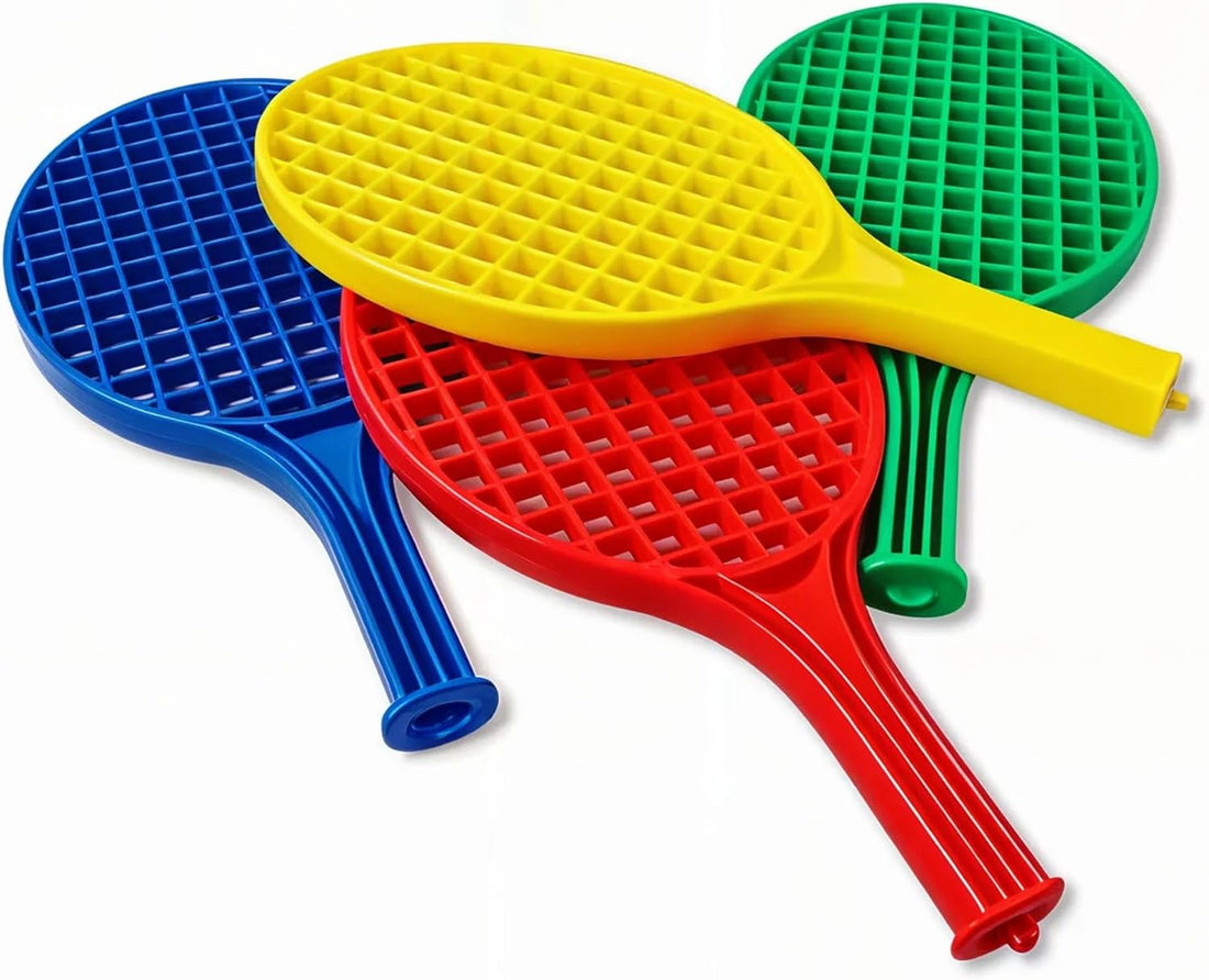 ND SPORTS Plastic Tennis Rackets for Kids – Set of 4 Colorful Training Paddles | Lightweight & Durable | Ideal for Tennis, Badminton, PE, Garden & Beach Games