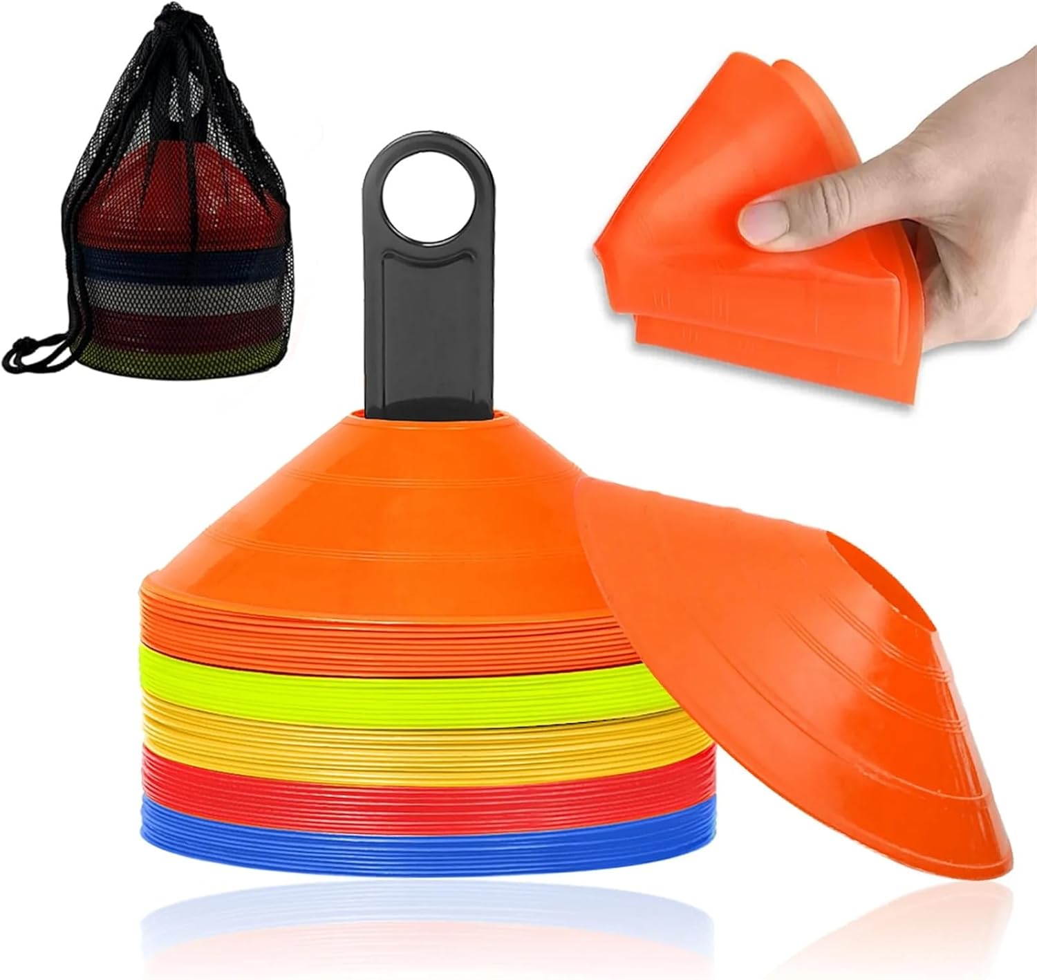 Training Space Marker Cones 25-50 for Speed & Agility Ideal for Sports and Fitness Training Sessions 3+ Colours