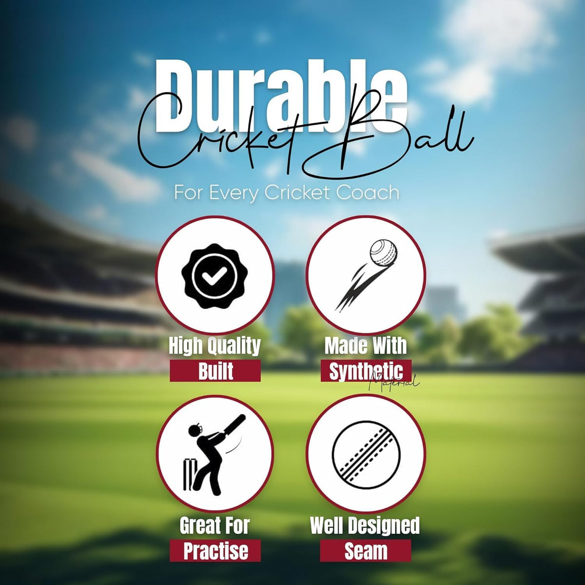 ND Sports Incrediball Cricket Ball – Pack of 1, 3, or 6 – Durable Red Rubber Practice & Training Ball for Adults – Ideal for Net Practice, Coaching Sessions & Casual Matches