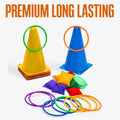ND Sports 3-in-1 Kids Ring Toss & Bean Bag Game Set with Whistle & Carry Bag – Colourful Cones, Toss Rings & Bean Bags – Outdoor & Indoor Fun for Children