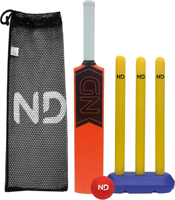 ND Sports Plastic Kids Cricket Set – High Performance & Durable Kwik Cricket Style Set for Training | Lightweight & Portable Boys & Girls Ages 3 to 9 Years