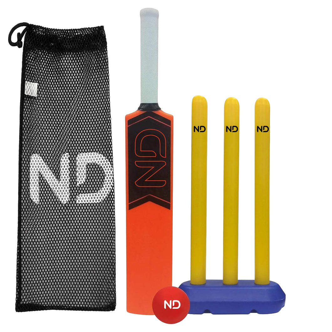 ND Sports Plastic Kids Cricket Set – High Performance & Durable Kwik Cricket Style Set for Training | Lightweight & Portable Boys & Girls Ages 3 to 9 Years