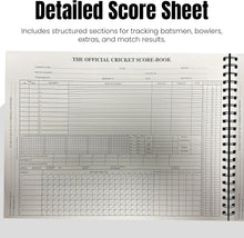 Load image into Gallery viewer, ND Sports Soft Cricket Scorebook – Wirebound Match Scorer Book with White Pages – 48 or 60 Innings – Easy-to-Use Layout with Summary &amp; Declaration Sheets – Ideal for Clubs, Coaches &amp; Schools