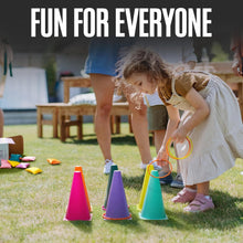 Load image into Gallery viewer, ND Sports 3-in-1 Kids Ring Toss &amp; Bean Bag Game Set with Whistle &amp; Carry Bag – Colourful Cones, Toss Rings &amp; Bean Bags – Outdoor &amp; Indoor Fun for Children