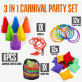 ND Sports 3-in-1 Kids Ring Toss & Bean Bag Game Set with Whistle & Carry Bag – Colourful Cones, Toss Rings & Bean Bags – Outdoor & Indoor Fun for Children